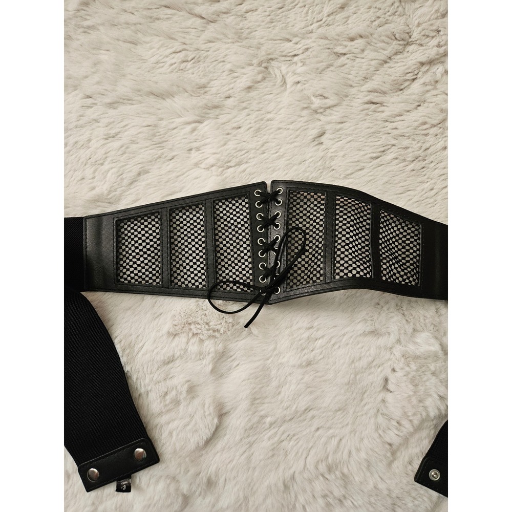 Torrid Corset Waist Belt Womens Size 3 Black Mesh Lace Up Cinch Wide